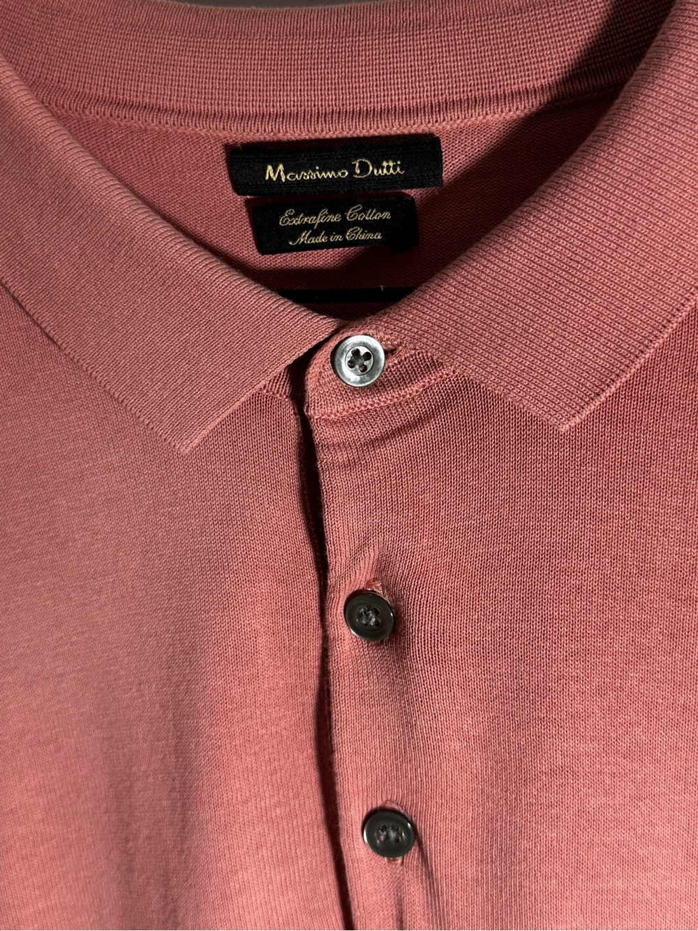 Massimo Dutti Men’s Extrafine Cotton Polo Shirt Dusty Rose XL